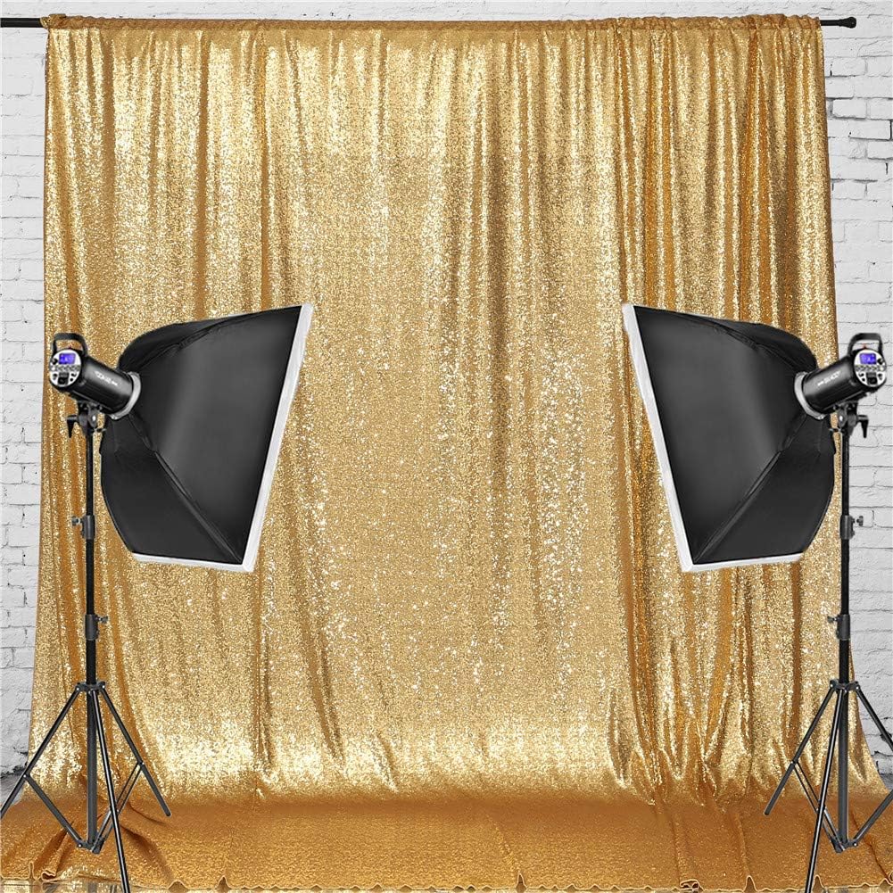 Eternal Beauty Gold Sequin Backdrop, 7x7 Ft Glitter Background Curtains for Shimmer Photography