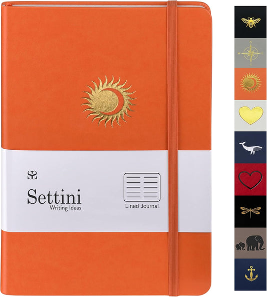 SETTINI Lined Journal, Ideal for Journaling - A5 Vegan Leather Notebook, 192 Archival-Quality