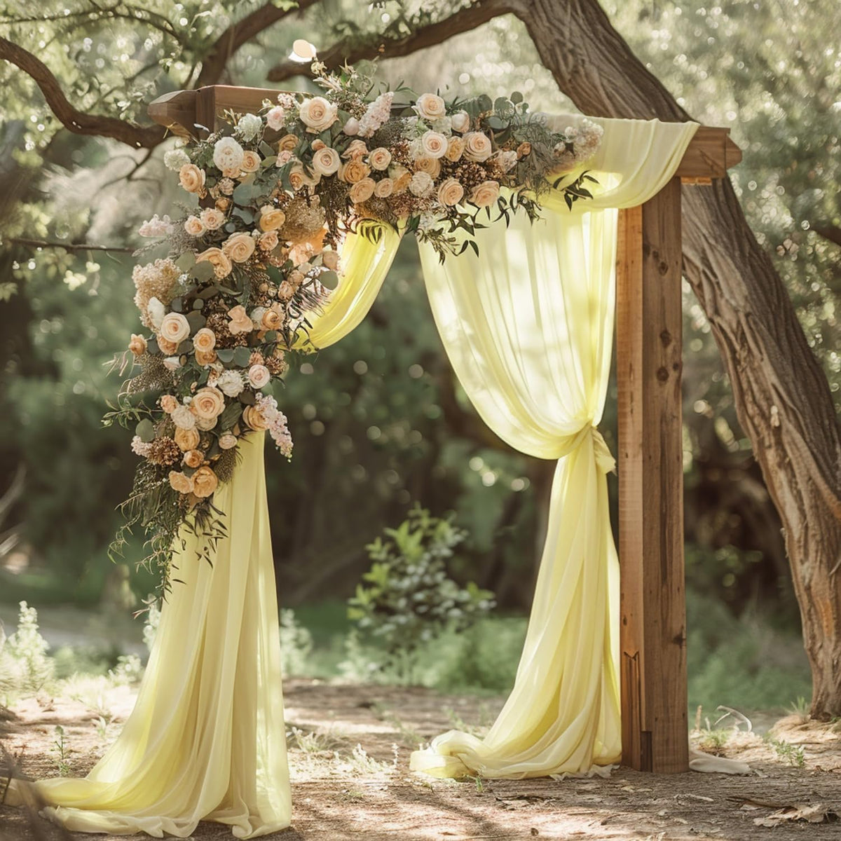 Wokceer Beige Wedding Arch Draping Fabric Backdrop 3 Panels 28.7" X 20FT Sheer Drapes Fabric for