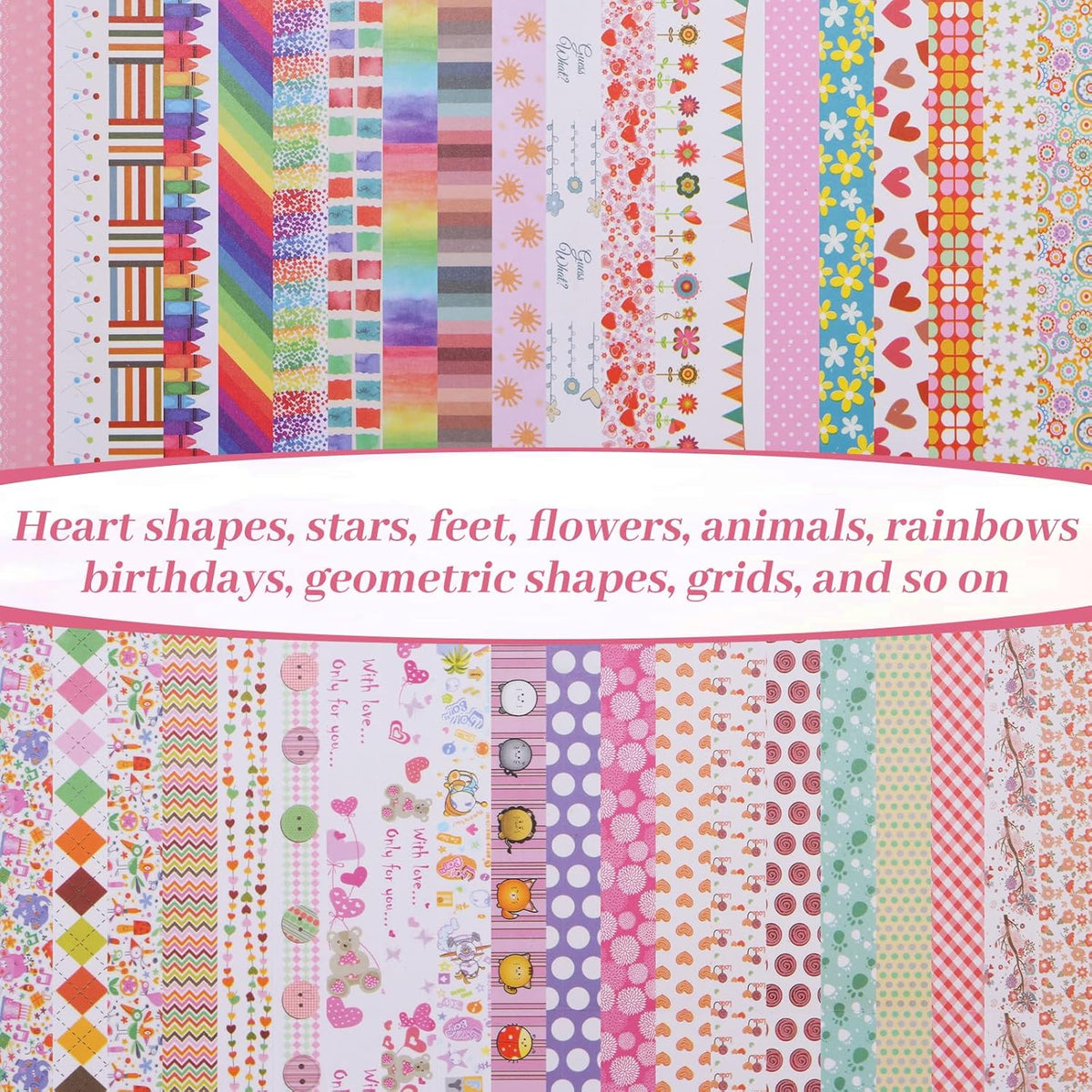 Washi Tape Set - 40 Rolls of 1.5cm Wide Decorative and Craft Tape for Scrapbooking and Bullet