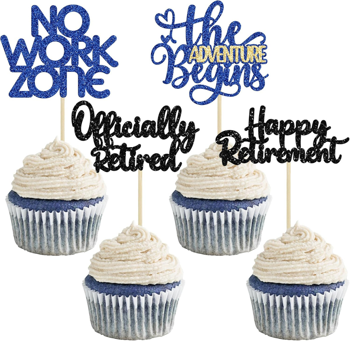 24Pcs Happy Retirement Cupcake Toppers Officially Retired Cake Toppers No Work Zone Adventure
