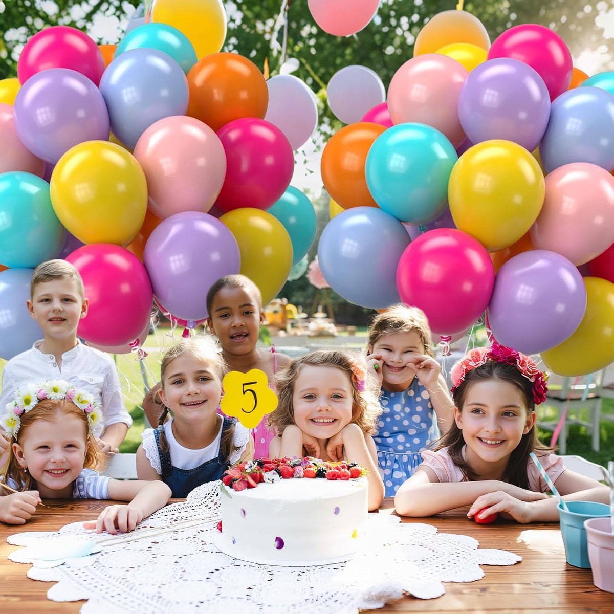 Tropical Balloons, 12 Inch Multicolor Rainbow Ballons Fruit Green Slate Blue Matt Orange Hot Pink