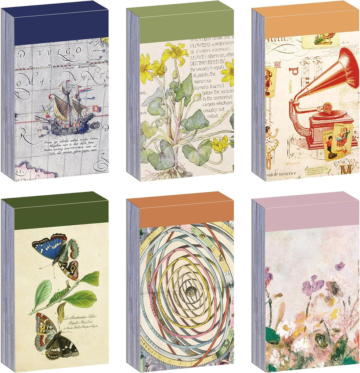 6 Sets 300 Pcs Washi Stickers Set Vintage Aesthetic Sticker Book for Journaling Decorative