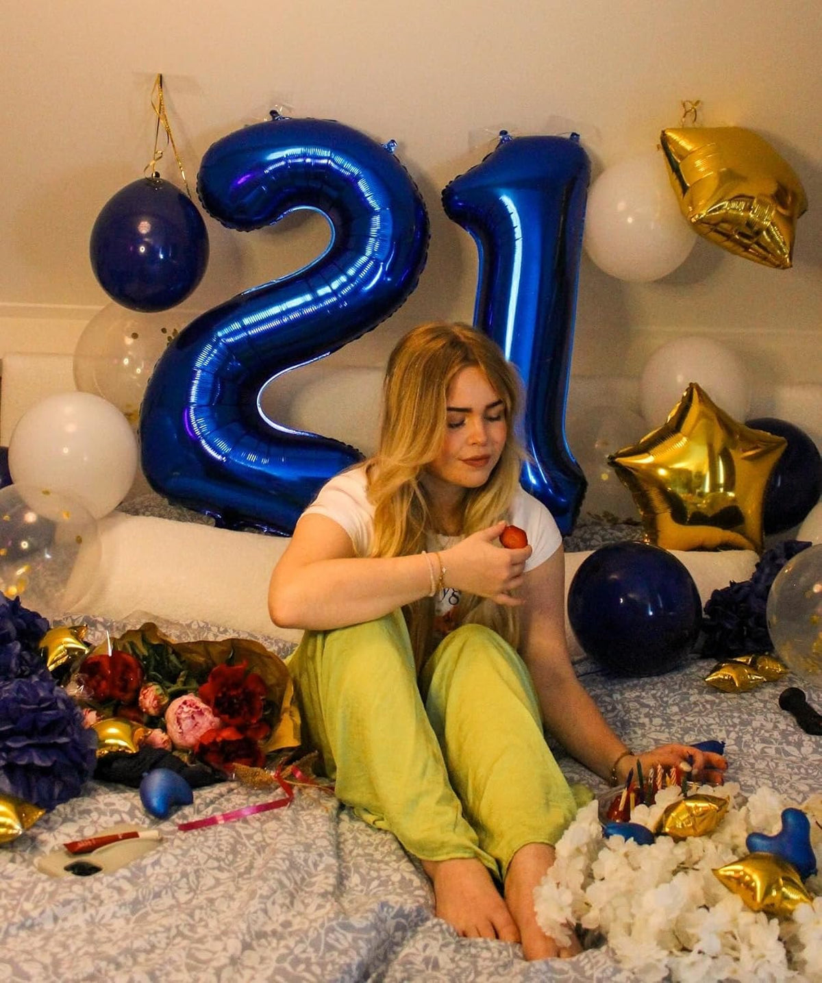 Night Blue 40 Inch Big Number Balloon Birthday Decoration, Number 2 Helium Balloon 12 20 22 23 24