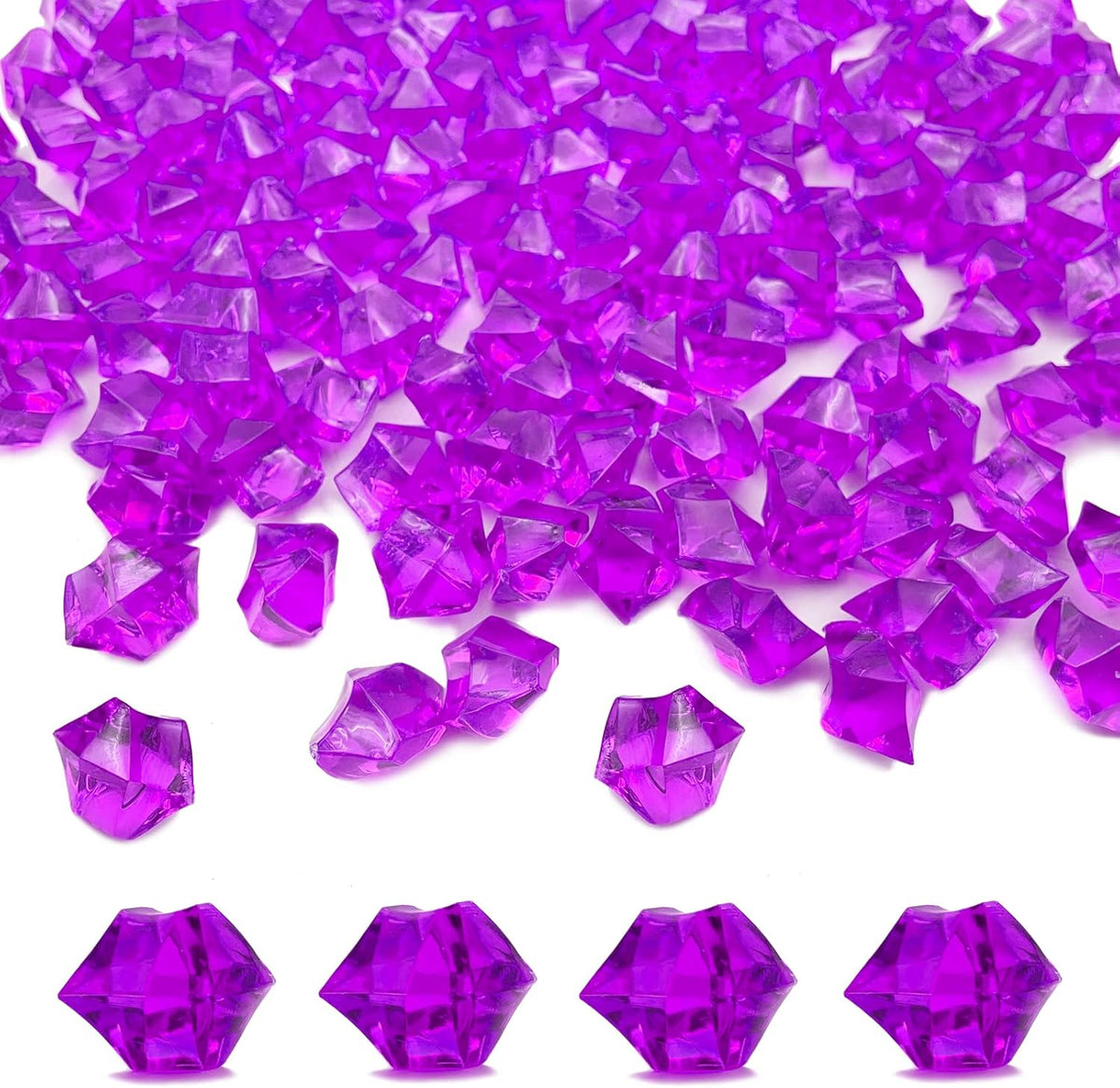 150PCS Fake Ice, Fake Crushed Ice Cubes 16 x 22 mm Artificial Acrylic Crystal Diamonds for Vase