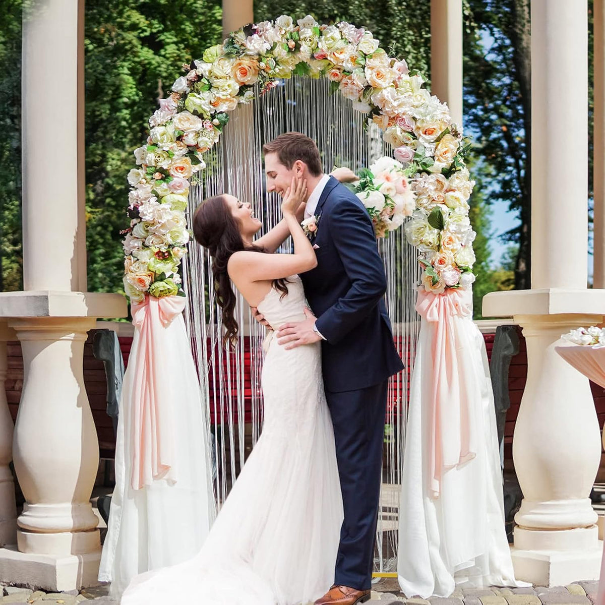 Putros Metal Arch Backdrop Stand 6.6FT Gold Wedding Balloon Arched Backdrop Stand Square Arch Frame