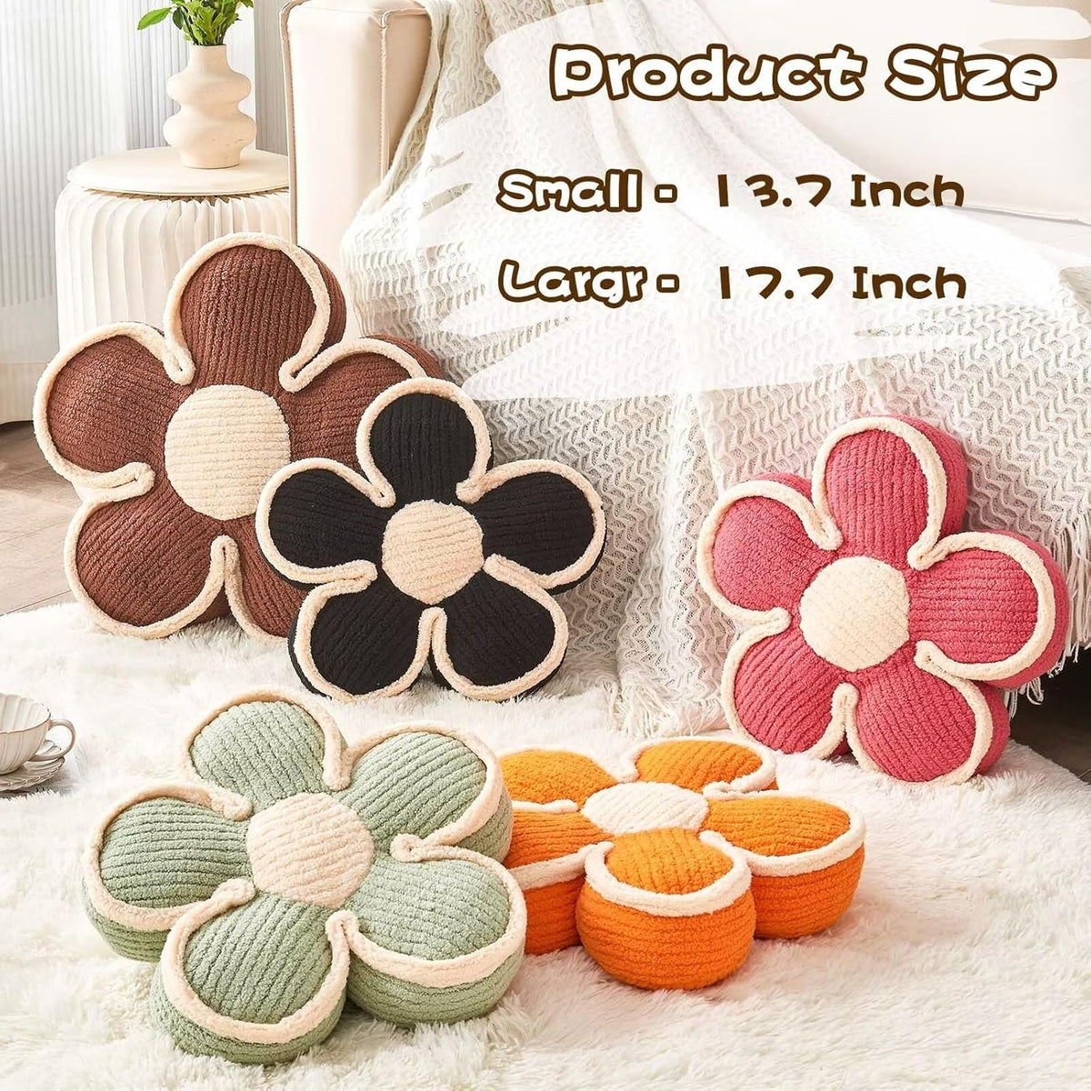 Soft Flower Shaped Floor Cushion, Decorative Throw Pillow, Cute Seating Cushion, Plush Pillow for