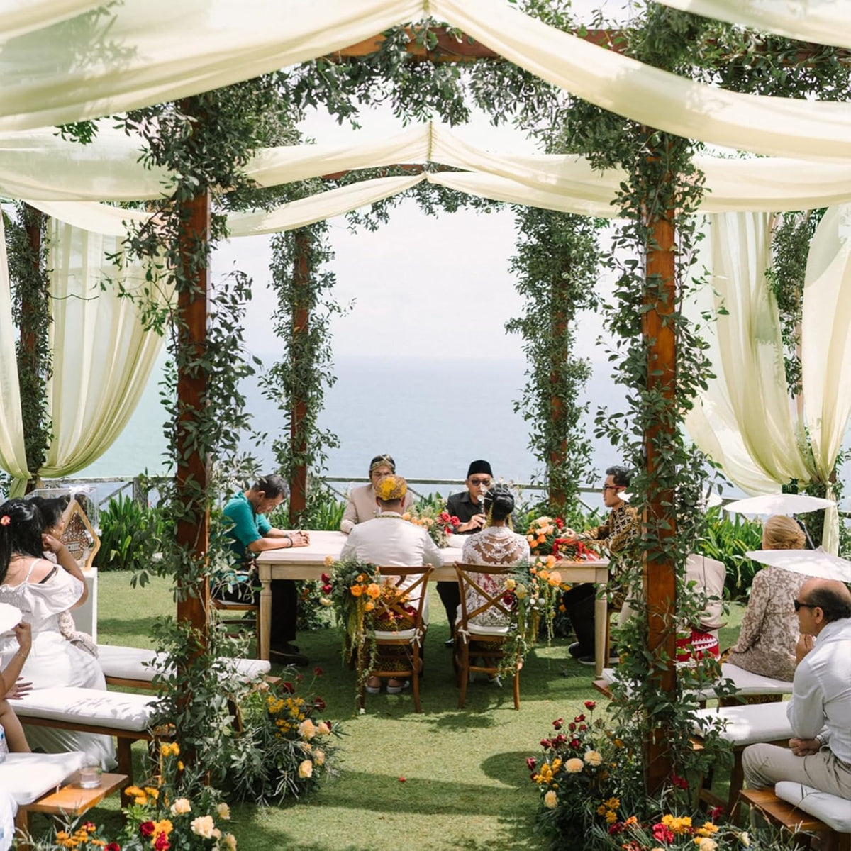 VOK Wedding Arch Draping Fabric Chiffon Curtains, 29in x 18Ft Sheer Chiffon Outdoor Curtain for