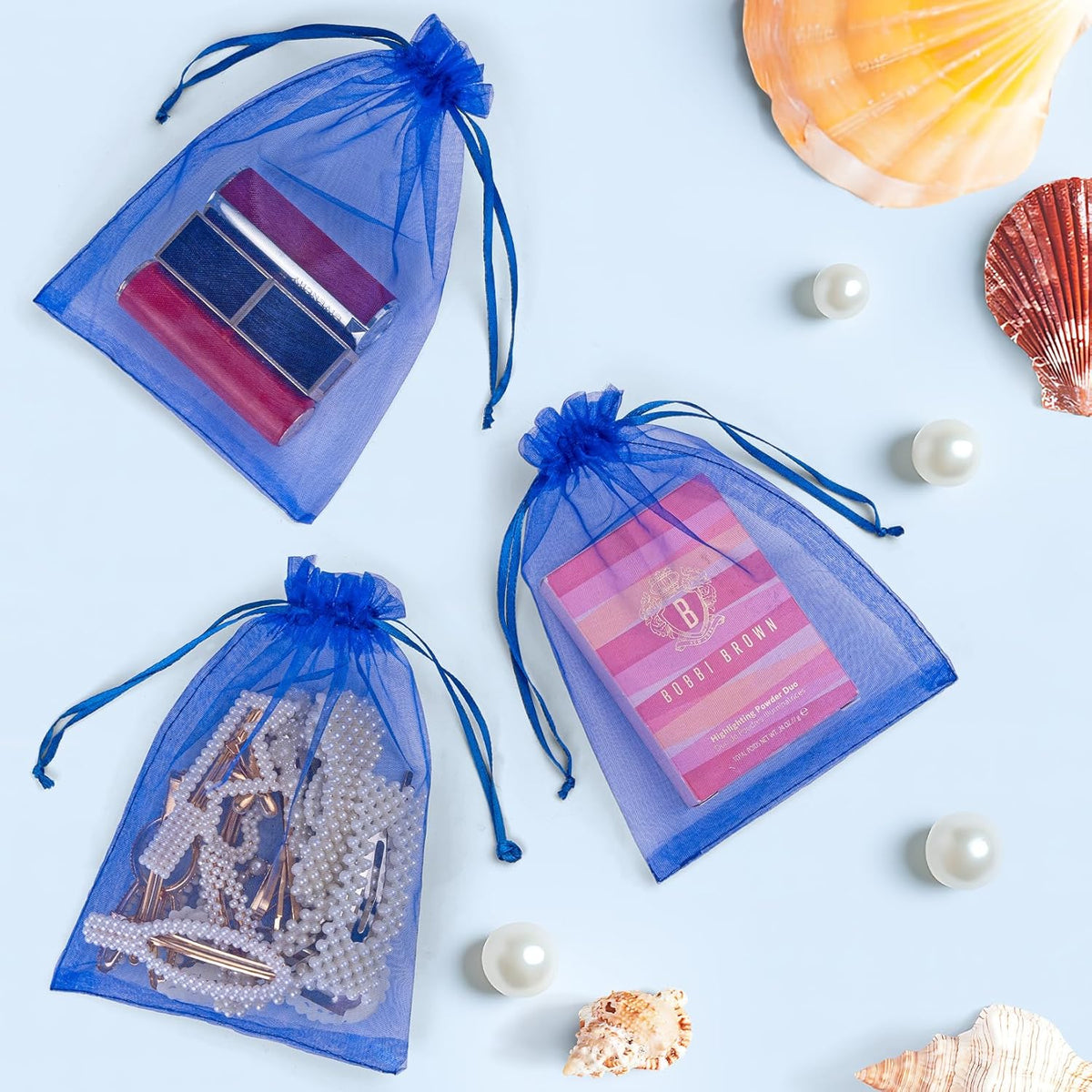 ANZNKU 50 Pack Organza Bags 4x6 Inch, Small Mesh Bag Drawstring Jewelry Pouches, Organza Gift Bags