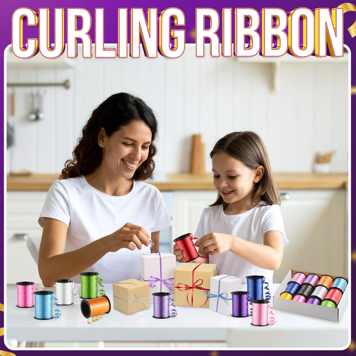 Curling Ribbon for Gift Wrapping (12 Rolls) Balloon Ribbon Assorted Colors