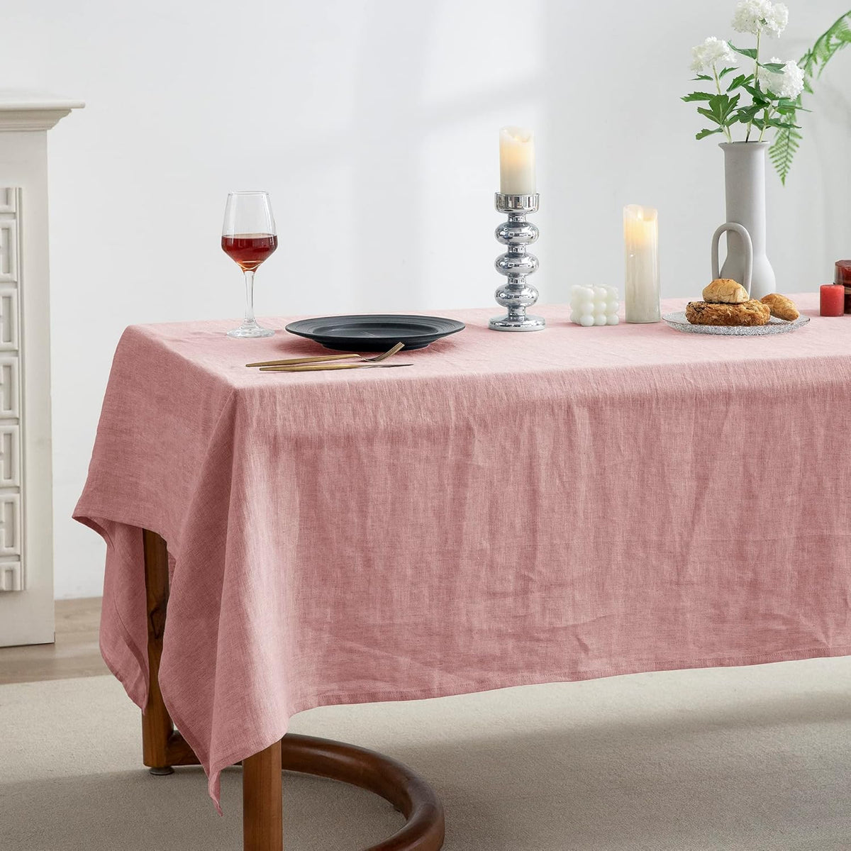 EVERLY 100% Pure Linen Rectangle Tablecloths 60x84Inches for Dining,Buffet