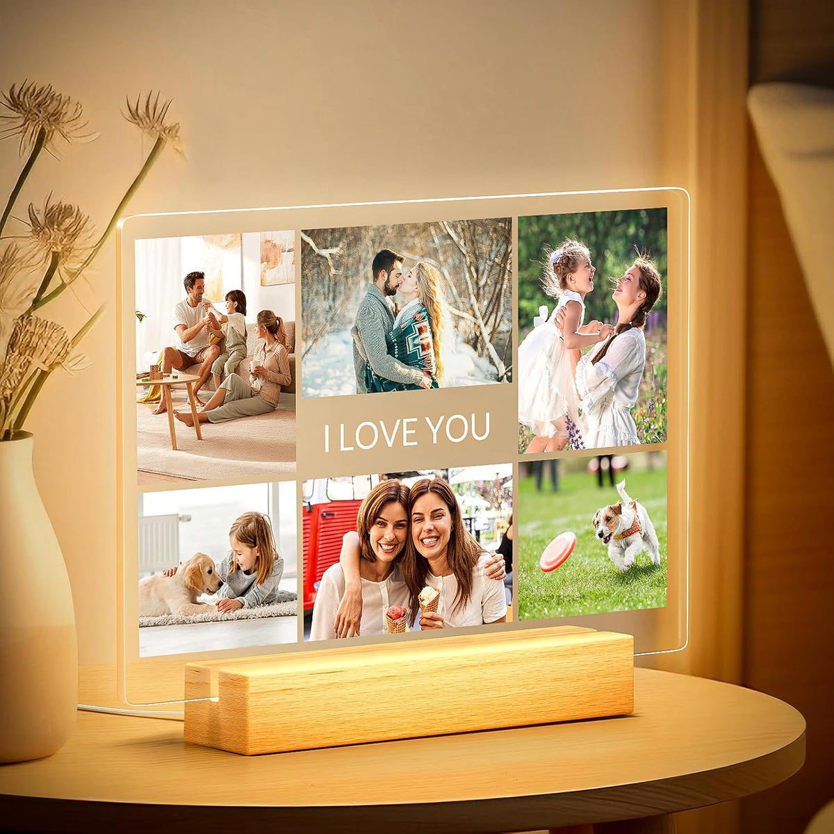 Custom Picture Frames with Photo, Personalized Photo Frame with Night Light, Customized Picture