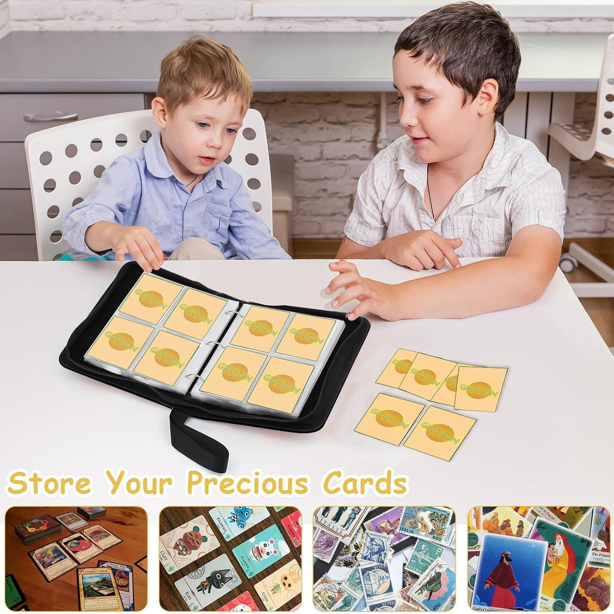4 Pocket Card Binder, Premium Zip Trading Card Binder, 400 Double Sided Pocket PU Card Collection