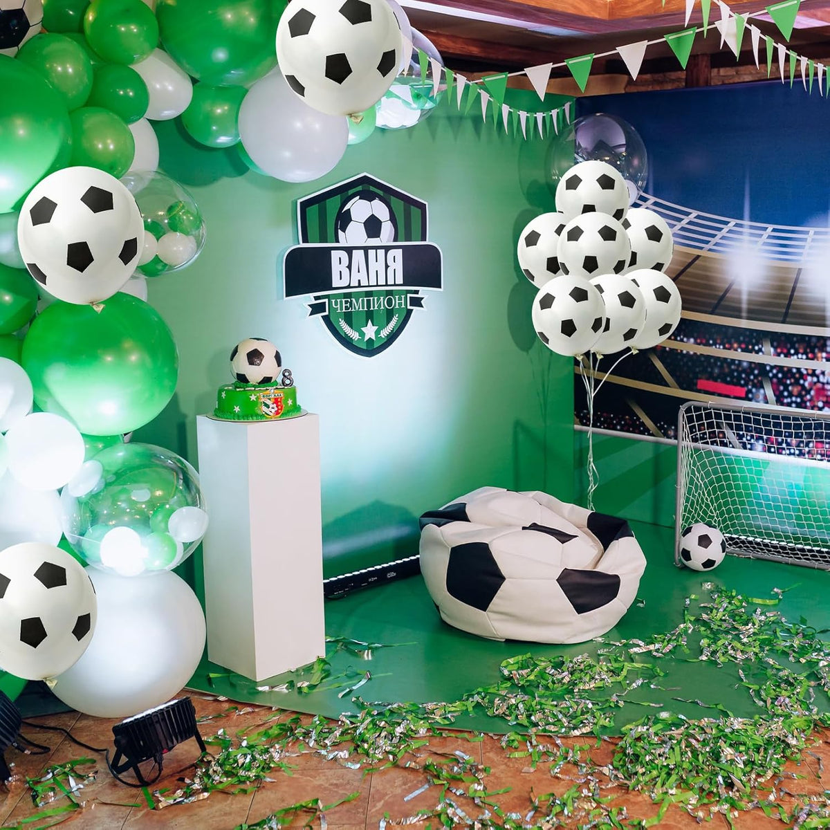 35 Pcs Soccer Ball Balloons, Black White Soccer Birthday Latex Balloons for Boys, Soccer Party