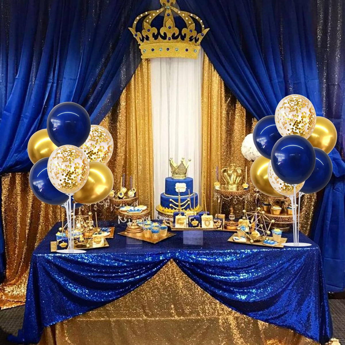 TONIFUL 6 Set Navy Blue Gold Balloon Centerpieces for Table,Balloon Arch Kit for Graduation
