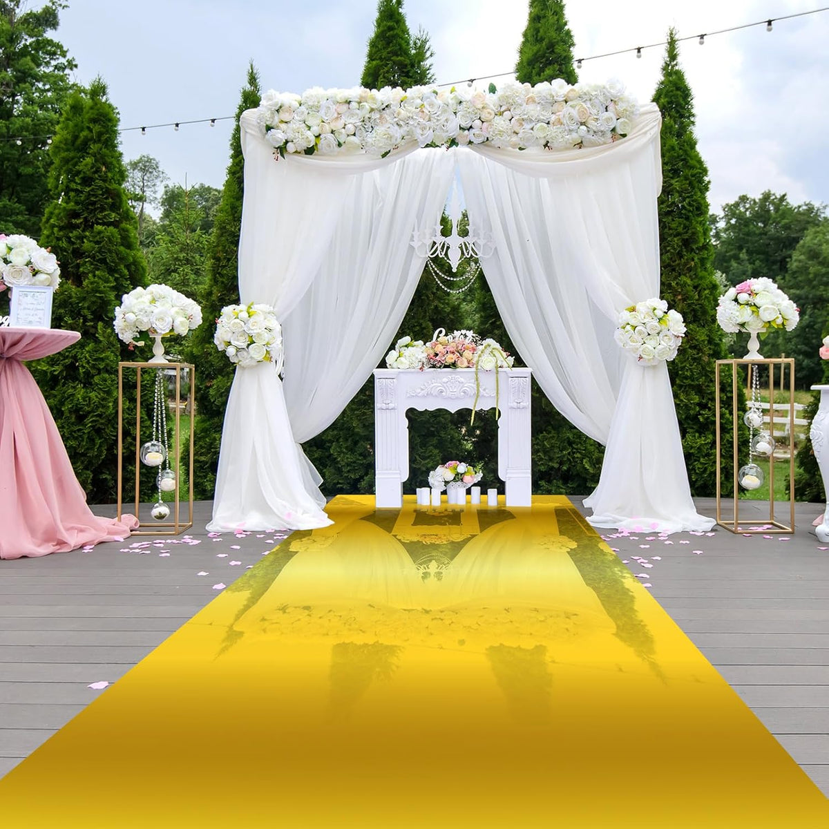 3.3 x 98.4 ft Mirror Rug Aisle Runner for Wedding Ceremony Double Sided Reflective Carpet Aisle
