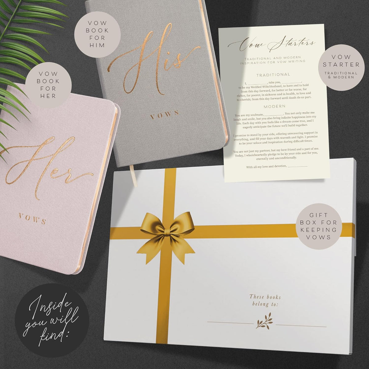 ARTESORI Vow Books His and Hers - Linen Wedding Vow Books Perfect as Bride & Groom Gifts, Wedding