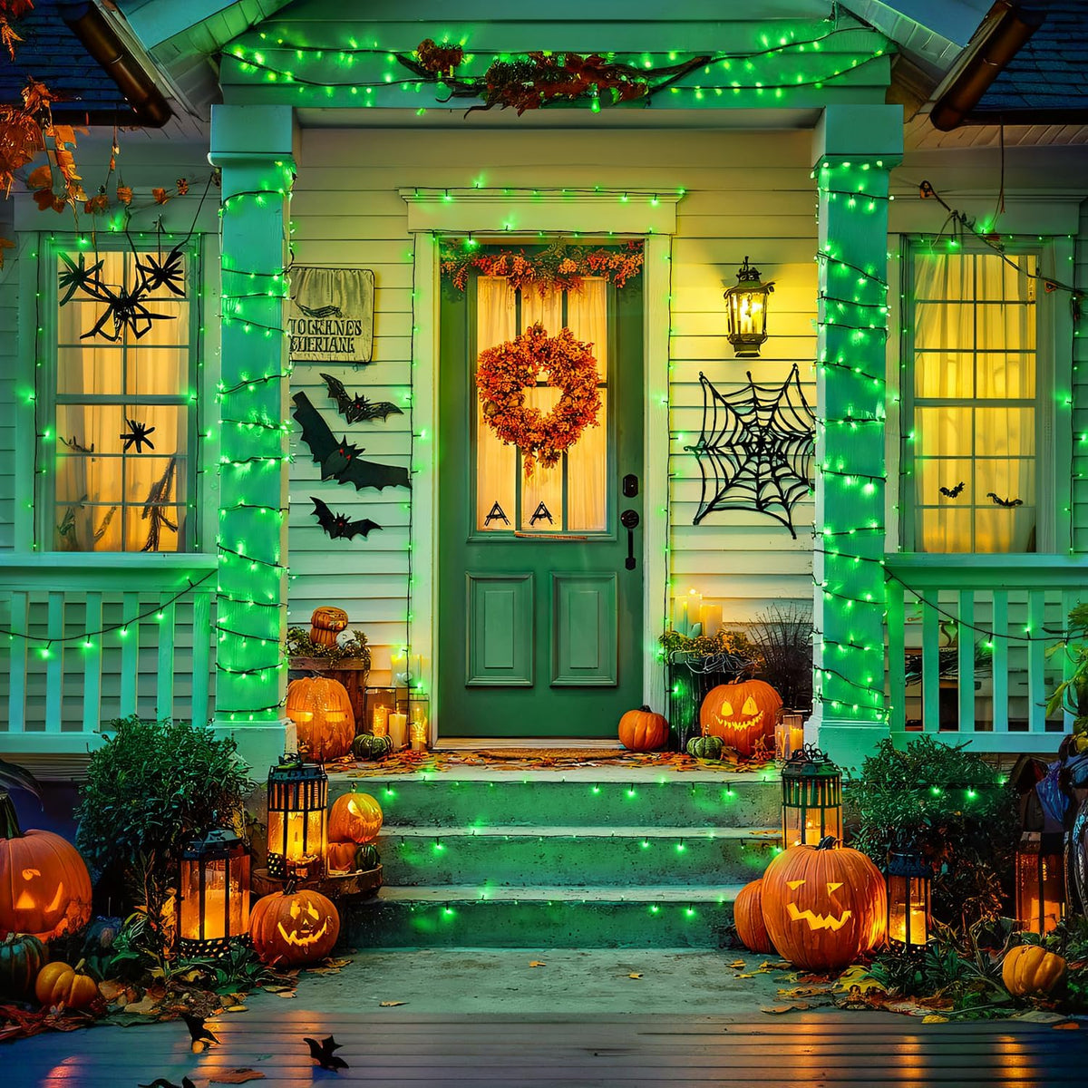 JMEXSUSS 2 Pack Green Solar Lights for Halloween, Each 100 LED 33 FT Green Christmas Lights Outdoor