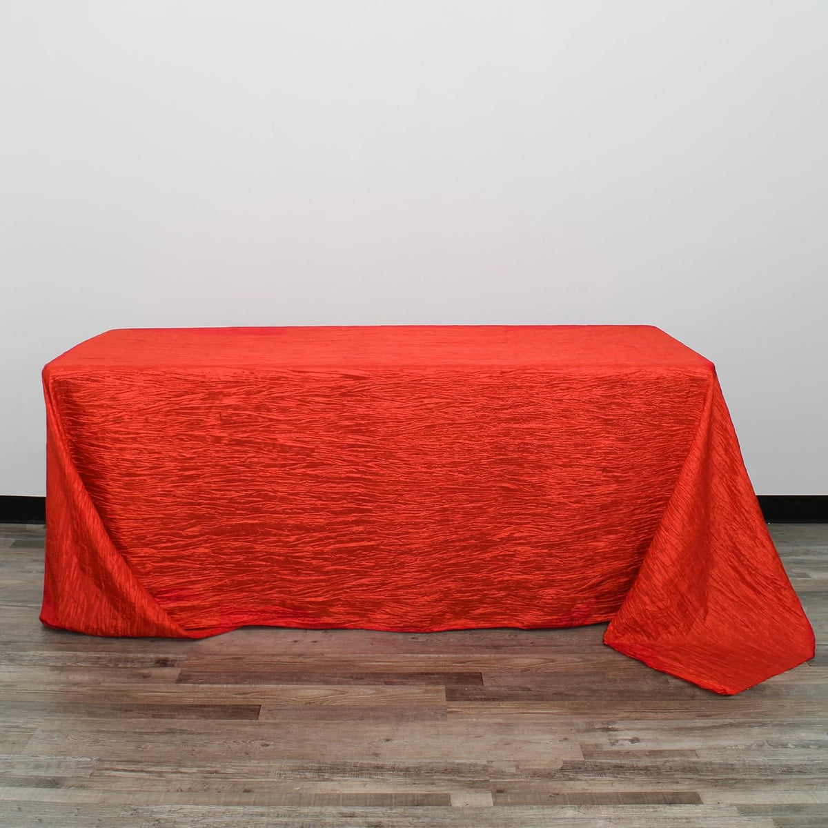 YOUR CHAIR COVERS - 90 x 156 inch Rectangular Crinkle Taffeta Tablecloth - Red, Rectangle Table