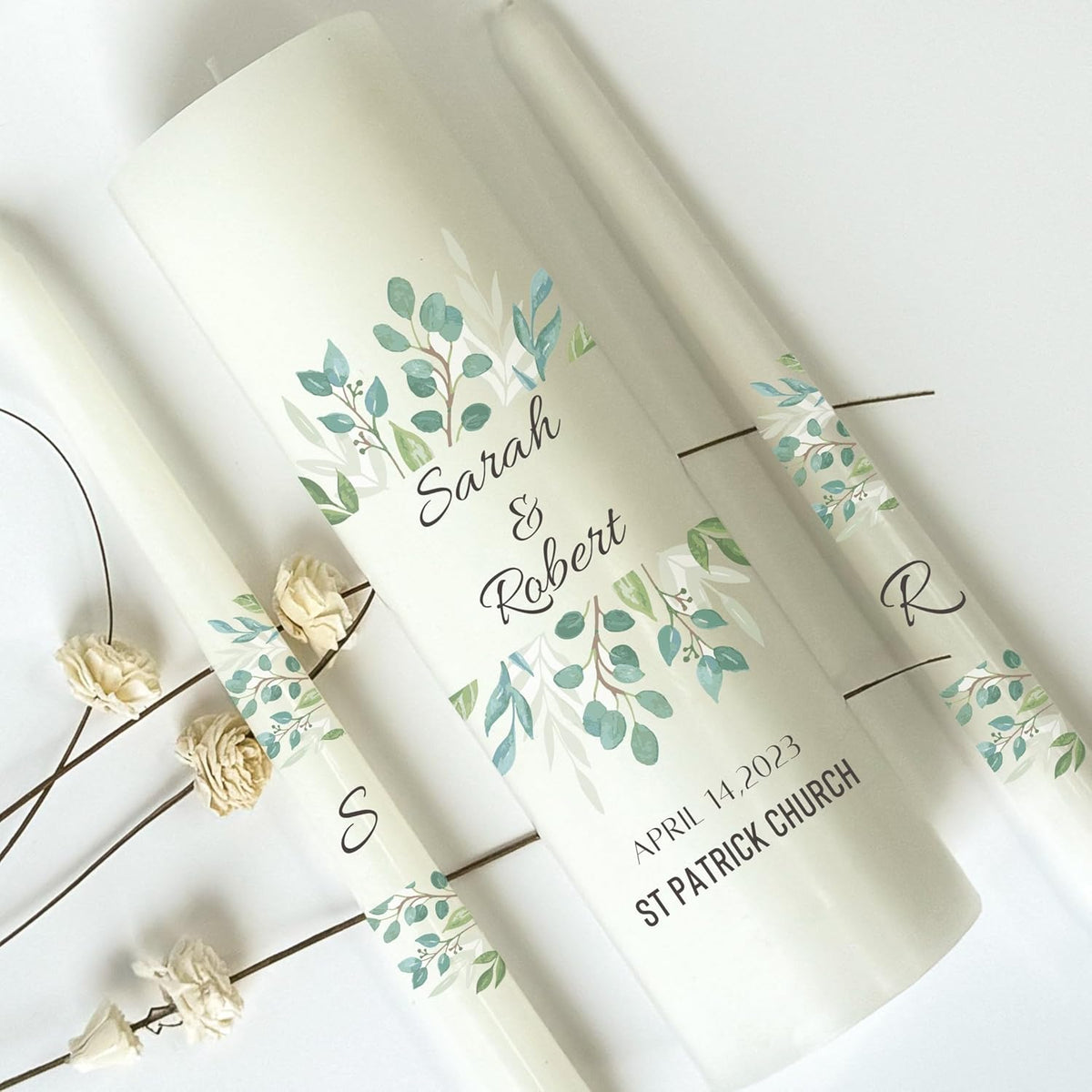 Unity Candles for Wedding, Modern Unity Set, Custom and Personalized Pillar and Taper Candles