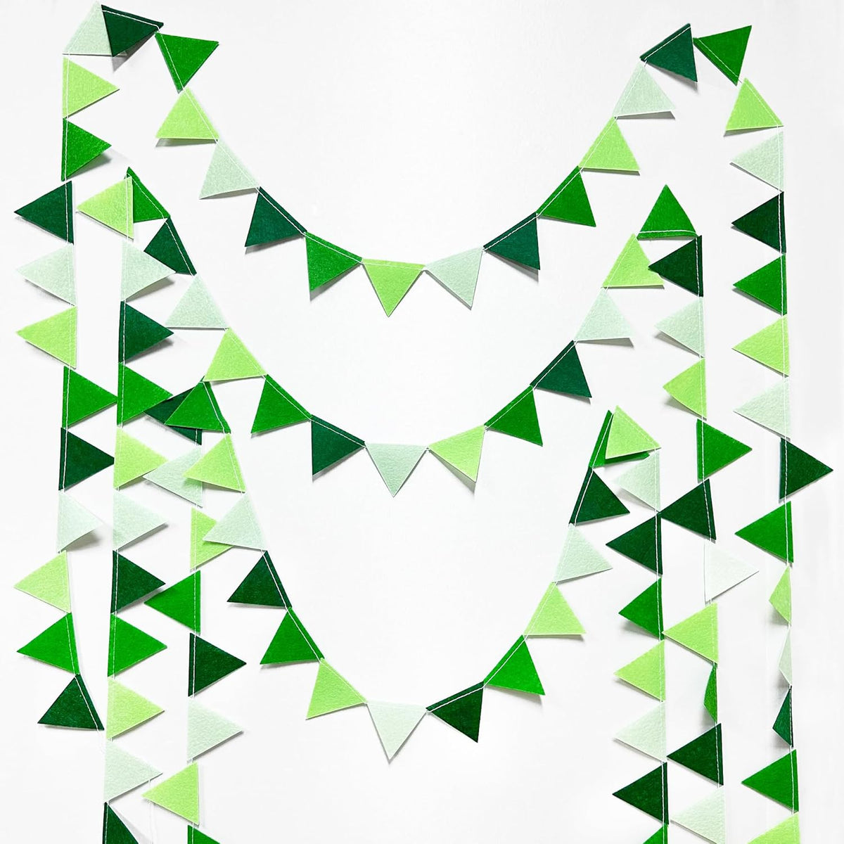 Green Party Decorations Ombre Green Felt Hanging Triangle Mini Bunting Pennant Banner Flag for
