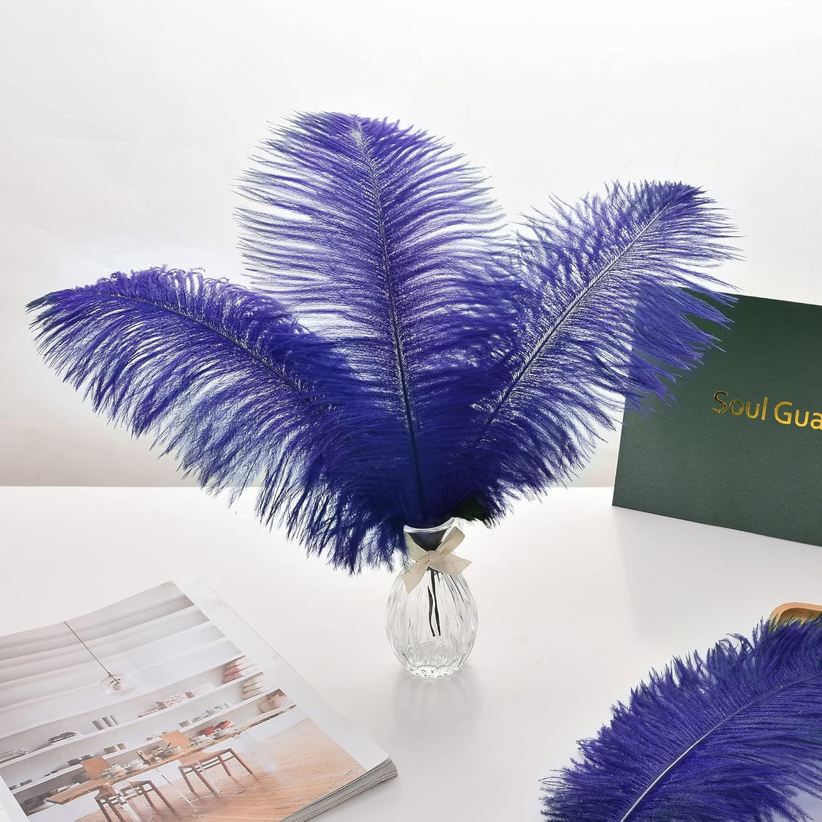 Ballinger Royal Blue Ostrich Feathers - 24Pcs 12-14inch Craft Feathers for Party Centerpieces
