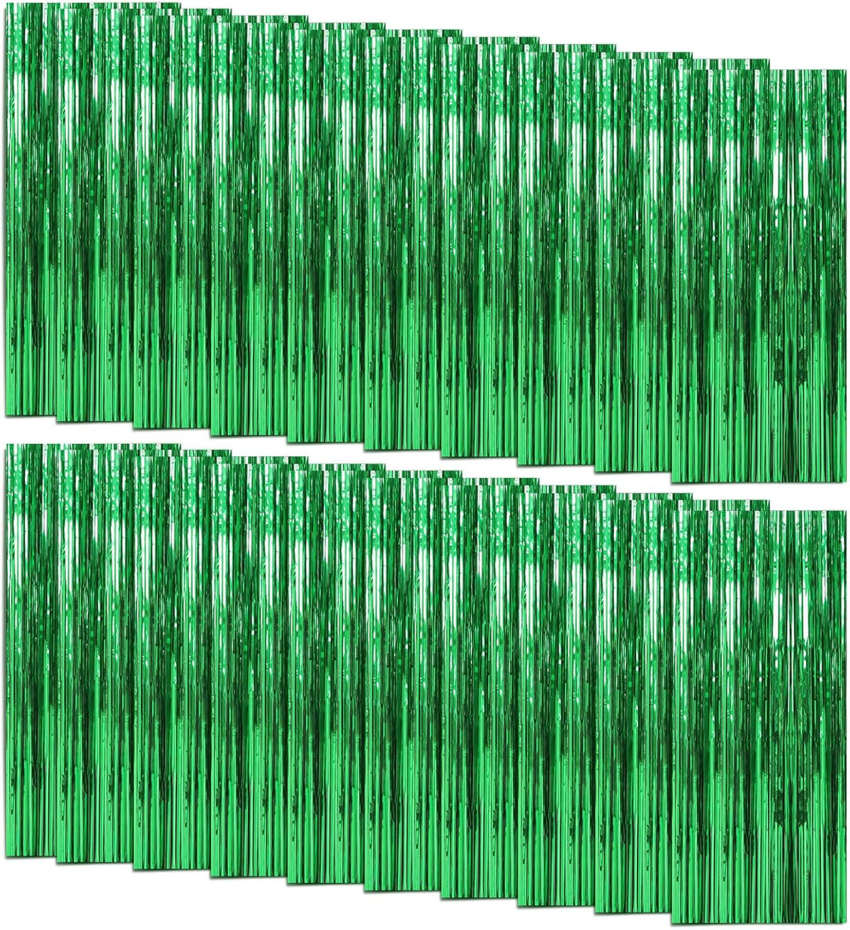 20 Pack Foil Curtain Backdrop Green Metallic Tinsel Foil Fringe Curtains Photo Booth Props for