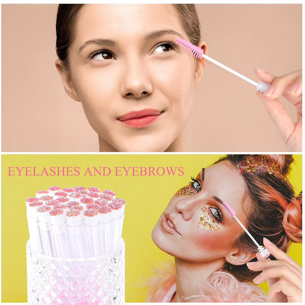 20pcs Eyelash brush Lash Wand Makeup tool Eyelash Extension supplies Cleaning brush Diamond Mascara