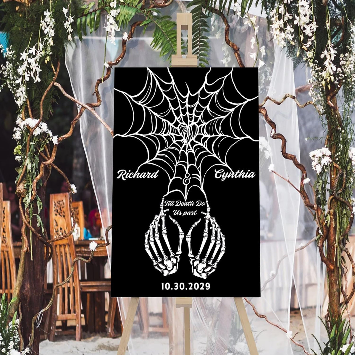 Halloween Wedding Welcome Sign, Gothic Welcome Sign Black Burgundy Wedding Sign, Wedding Sign