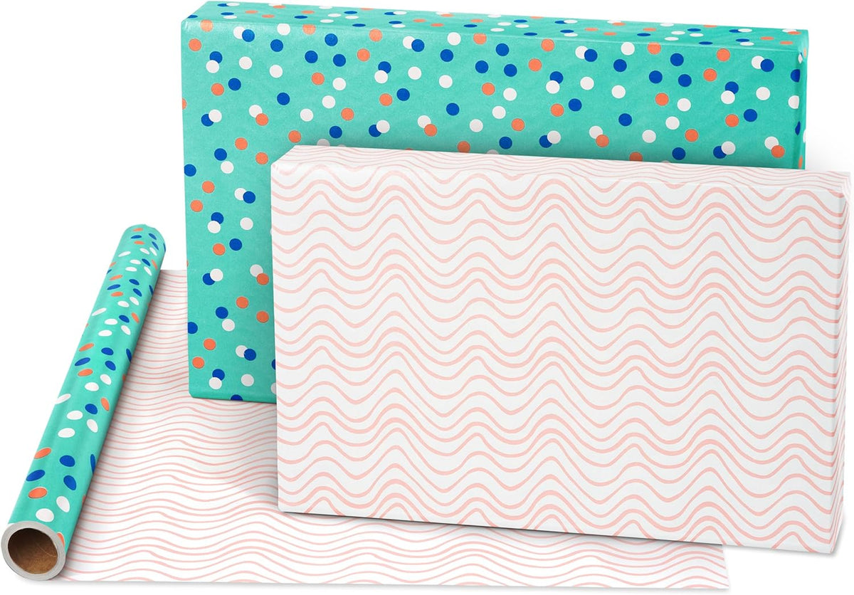 American Greetings 160 sq. ft. Reversible Wrapping Paper Bundle for Birthdays, Anniversaries