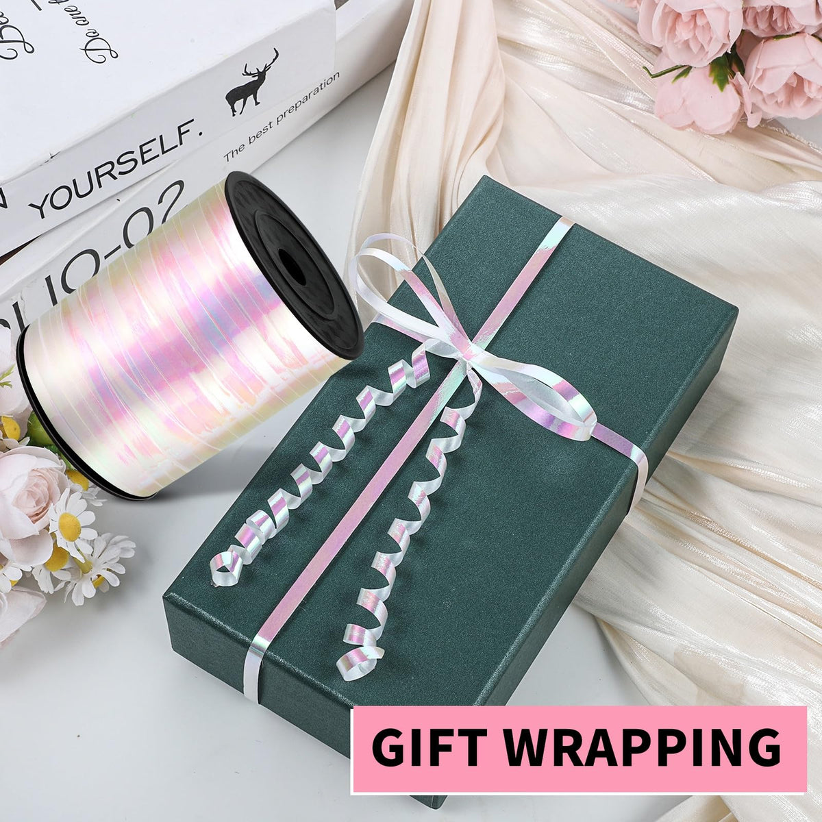 woric 600 Yard Iridescent White Curling Ribbon Balloon String Ribbon