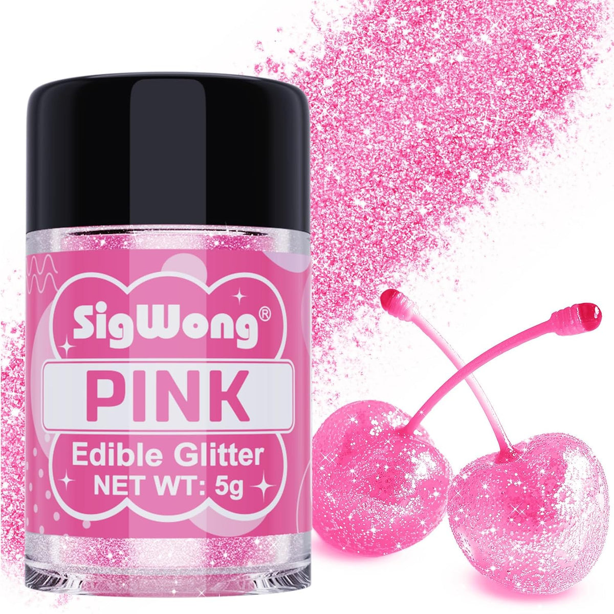 Pink Edible Glitter - 5g Food Grade Cake Decorating Shimmering Glitter, Edible Sprinkle Luster Dust