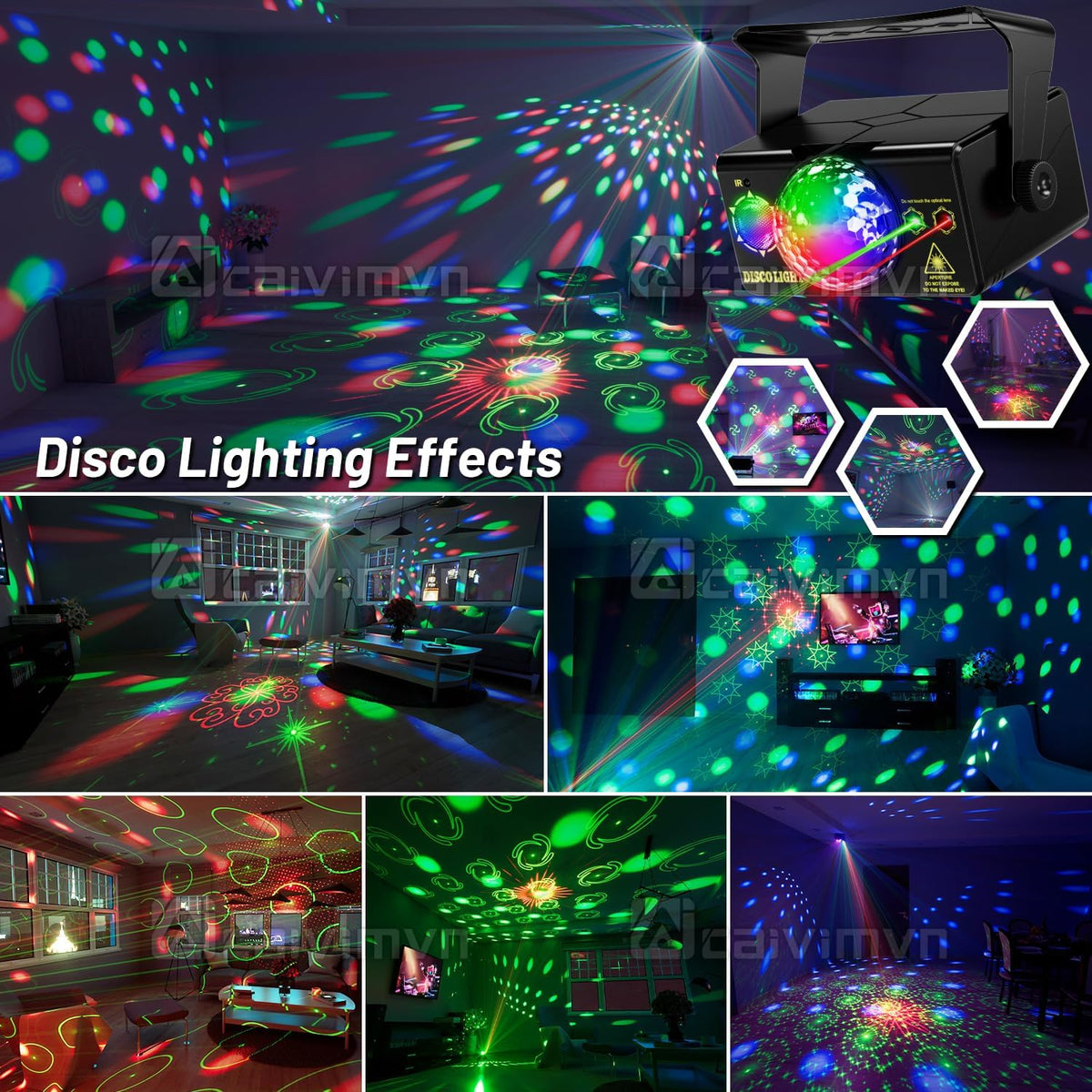 Party Lights Disco Ball Light Dj Disco Lights LED Stage Strobe Lights Projector Sound Activated