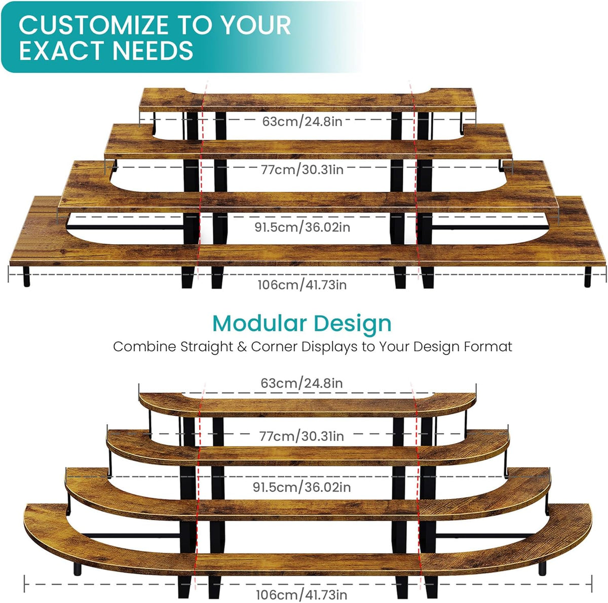 ELITEROO Cupcake Display Stand, 4 Tier Wooden Dessert Stand, Cookie Treat Stands for Dessert Table