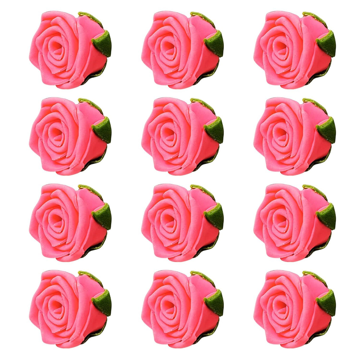 Confect Hot Pink Edible Roses – 12 Pack for Cake & Cupcake Decorating – Vegan, Gluten-Free Floral