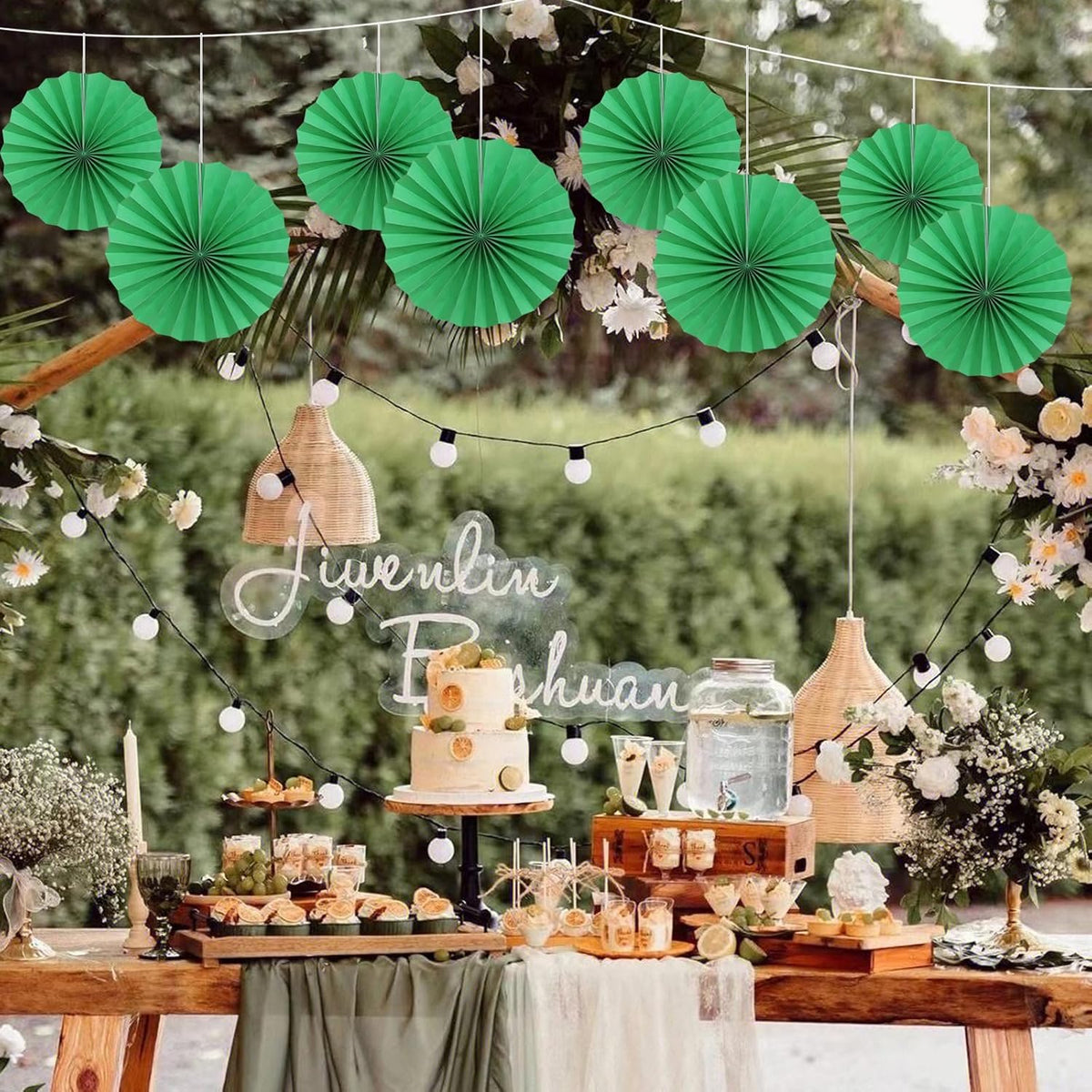 Green Party Decorations,Green Paper Decorations For Party,Tennis Party Decorations Party Paper Fans