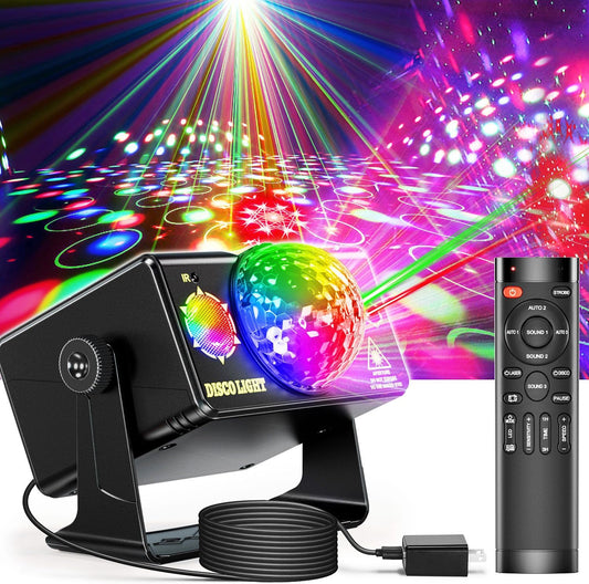 Party Lights, DJ Disco Light Disco Ball Light Sound Activated Strobe Stage Lights for Parties