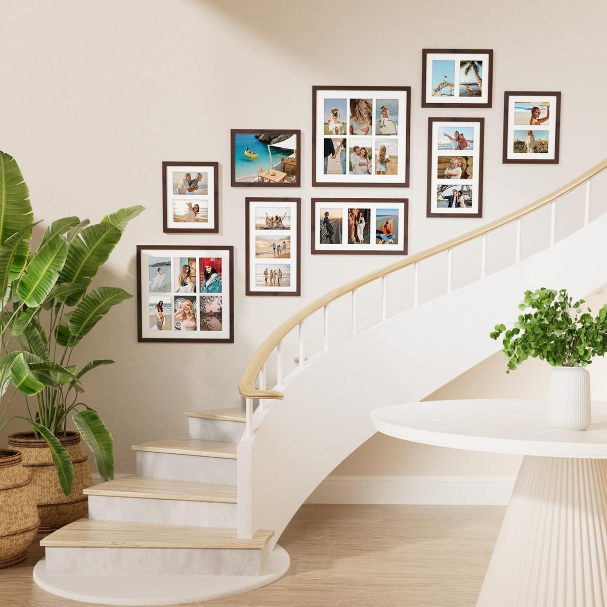 Vittanly 8x10 Collage Picture Frame, Displays 2Pcs 4x6 Pictures with Mat, Photo Frame for Wall