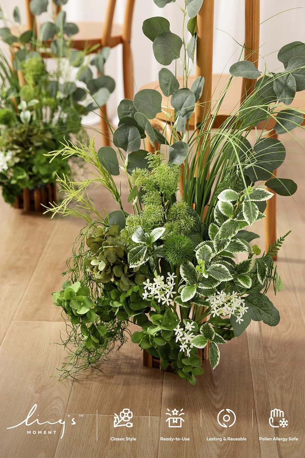 Ling's moment 17.5" Tall Free-Standing Artificial Flowers Arrangements 4 pcs Wedding Aisle Runner