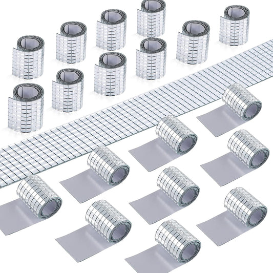 PP OPOUNT 9440 PCS Self Adhesive Mirror Mosaics Sheets, 5 x 5 mm Silver Mirrors Mosaic Square Glass