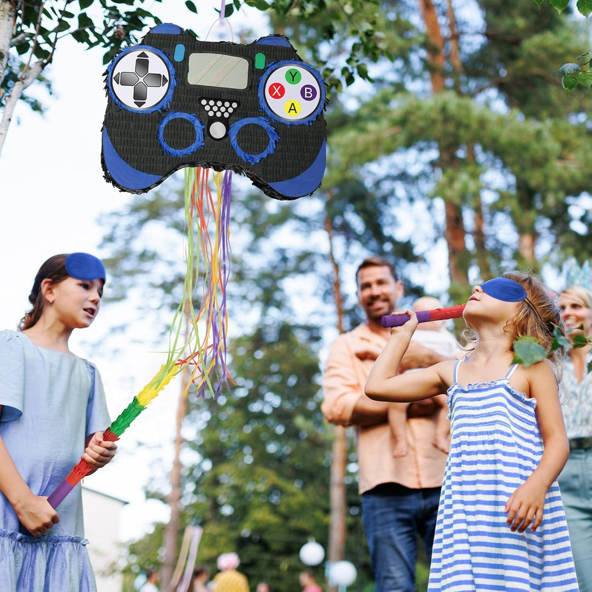 WERNNSAI Video Game Piñata - Game Controller Piñata Bundle with Blindfold and Bat for Boys Kids