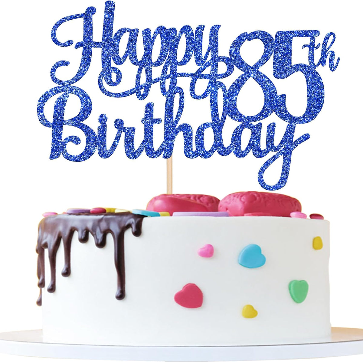 1 PCS Happy 85th Birthday Cake Topper Glitter Cheers to 85 Years Birthday Cake Pick Eighty Five 85