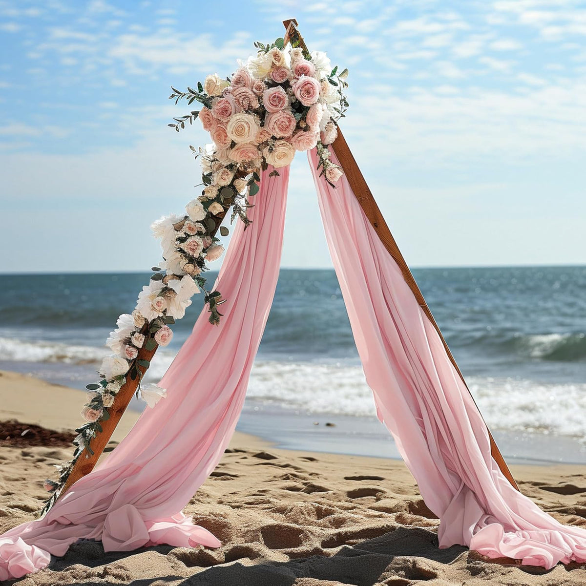 Wedding Arch Draping Fabric, 1 Panel 30" x 20Ft Dusty Rose Sheer Curtain Drapes Extra Wide & Long