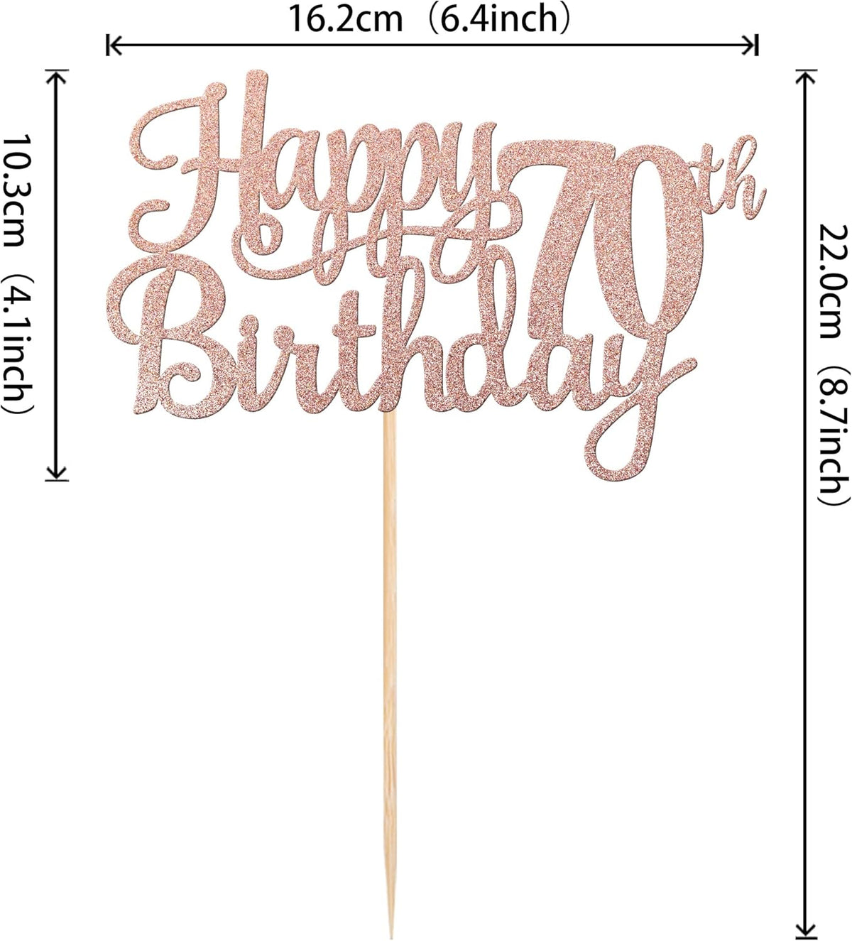 1 PCS Happy 70th Birthday Cake Topper Glitter Cheers to 70 Years Birthday Cake Pick Seventy 70