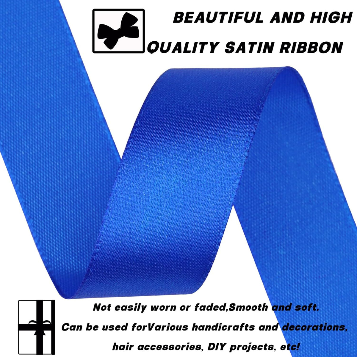Blue Satin Ribbon 7/8 Inch 60 Yards - Single Face Polyester for Handmade Roses, Gift Wrapping