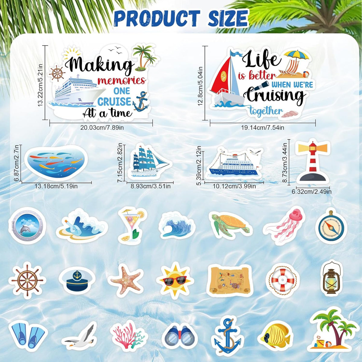 Cruise Door Decorations Magnetic, 27 Pcs Large Nautical Cruise Ship Magnets for Door Funny Carnival