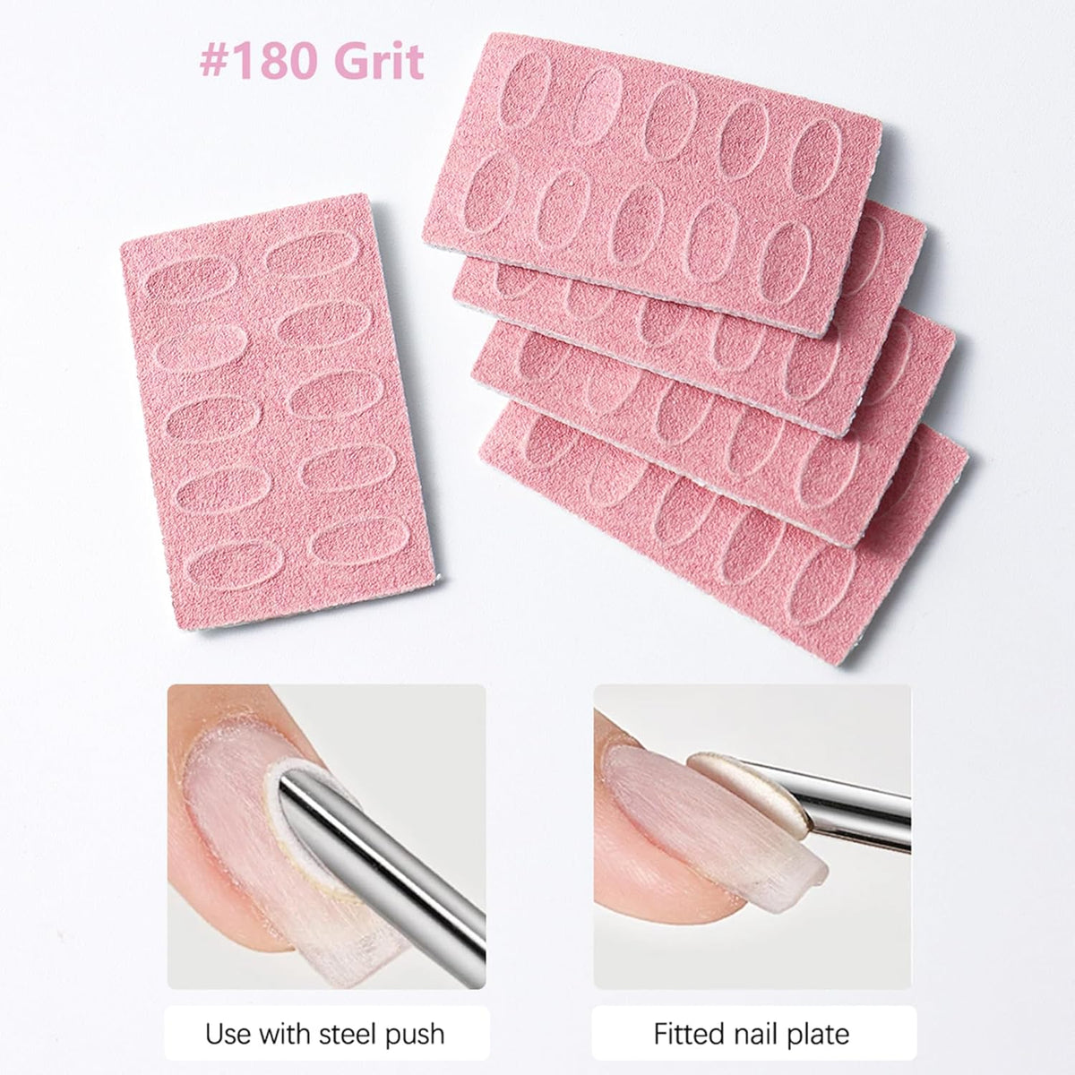 180 Grit Sandpaper Sheets Dual Ended Nail Cuticle Pusher Cuticle Cutter Self-Adhesive Sandpaper for