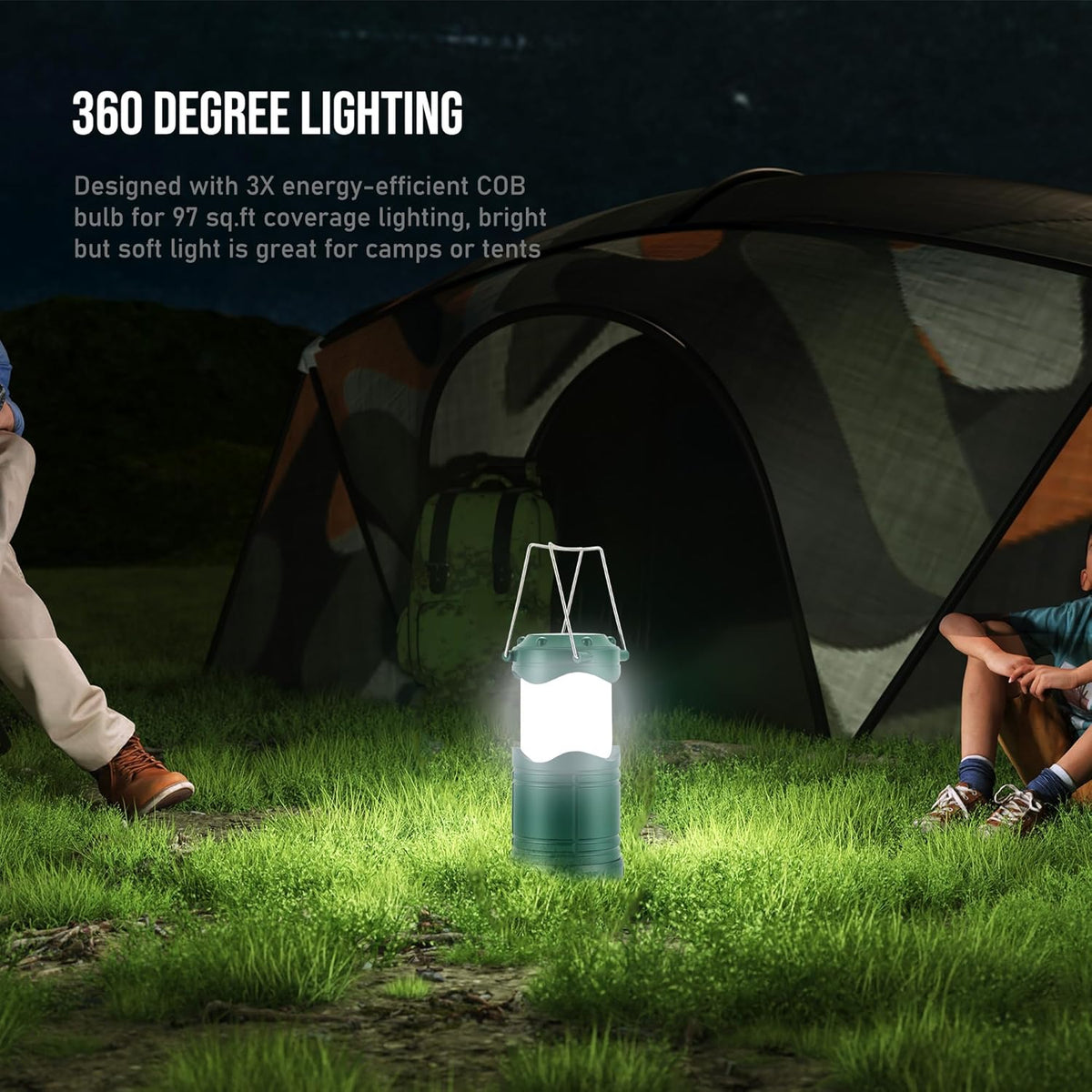 Lichamp LED Camping Lantern, 4 Pack Battery Powered Flashlight for Power Outages, Portable