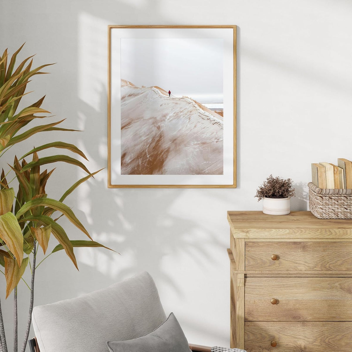 22x28 Frame with Mat to 18x24 Picture Frames USA-Sourced Natural Solid Oak Wood Handcrafted Rounded