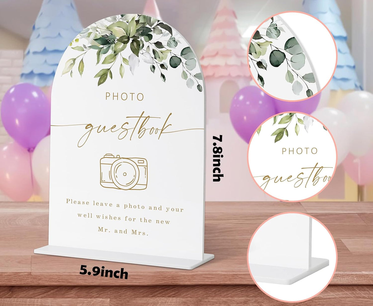 Photo Guestbook Sign, Greenery Gold Bridal Shower Decorations, Wedding Guestbook Sign, Marriage